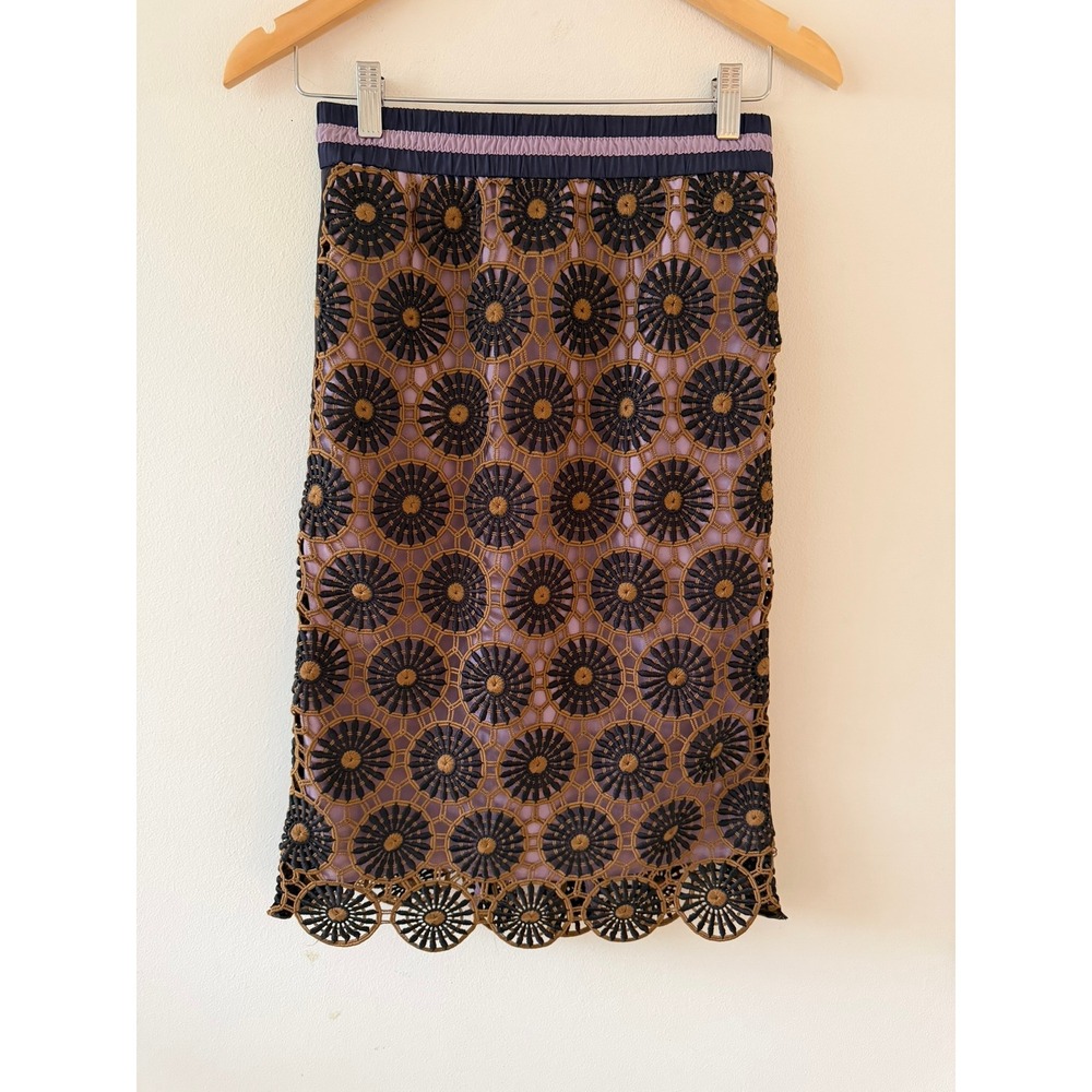 NWT Anthropologie Current Air Loire Lace Pencil Skirt Size X-Small
